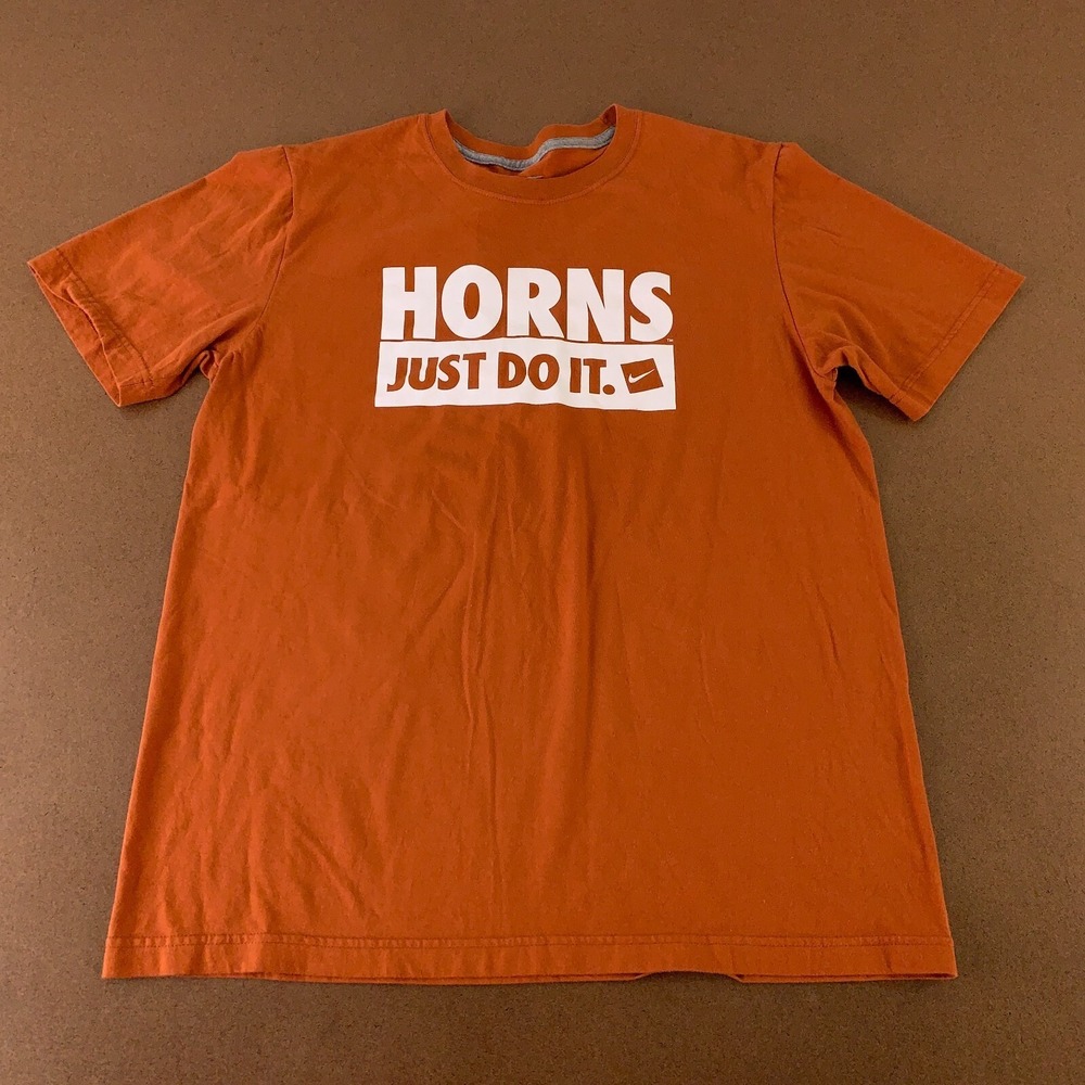 Texas Longhorns Nike Men's Large Regular Fit Horns Just Do‎ It Graphic T-Shirt